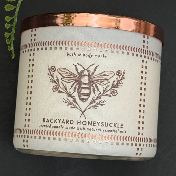 BBW Backyard Honeysuckle Bath & Body Works 3 Wick Candle - Picture 5 of 10